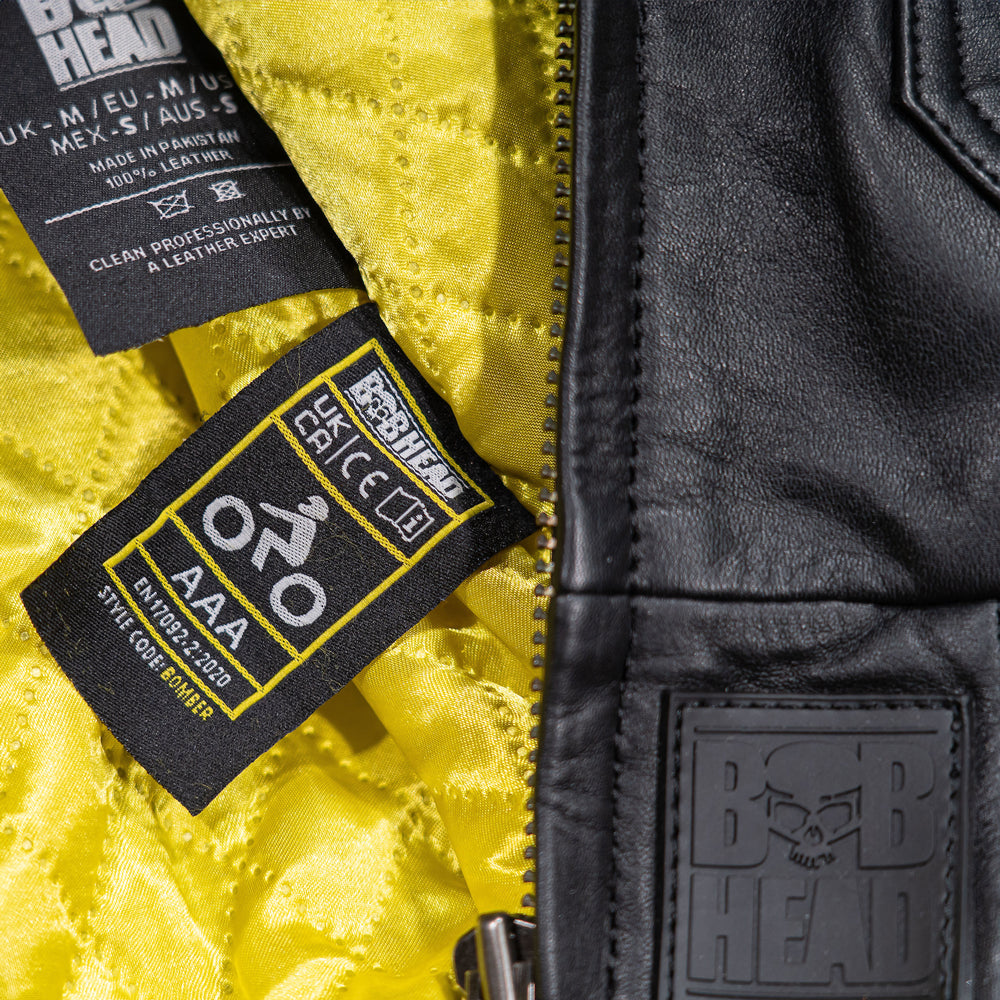 BOBHEAD - Protective Leather Jacket Bomber Black