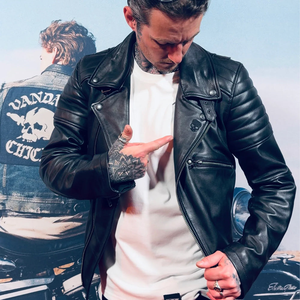 BOBHEAD - Protective Leather Jacket Brando Black