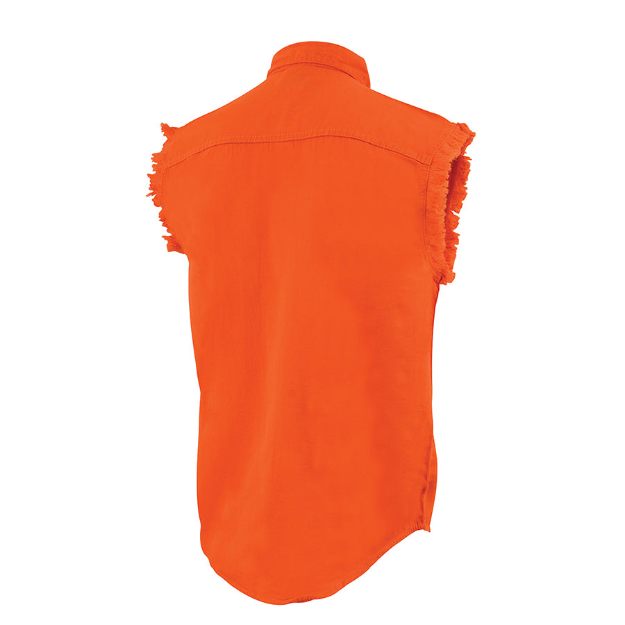 Shirt - Men's Lightweight Sleeveless Denim - Orange