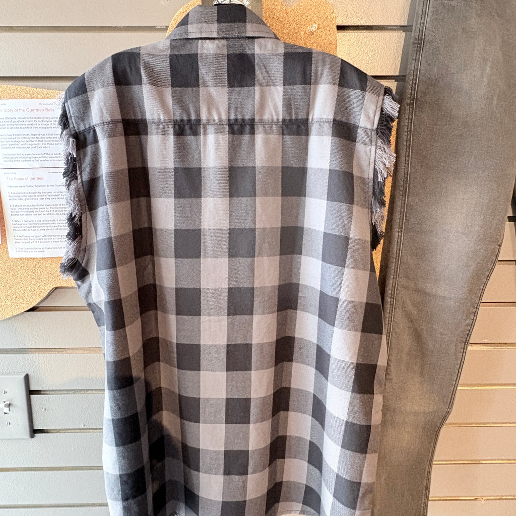 Shirt - Men's Flannel Sleeveless - Black/Gray