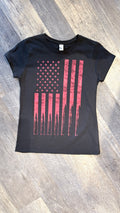 T-Shirt - Ladies SS Flag and Bullets - Black