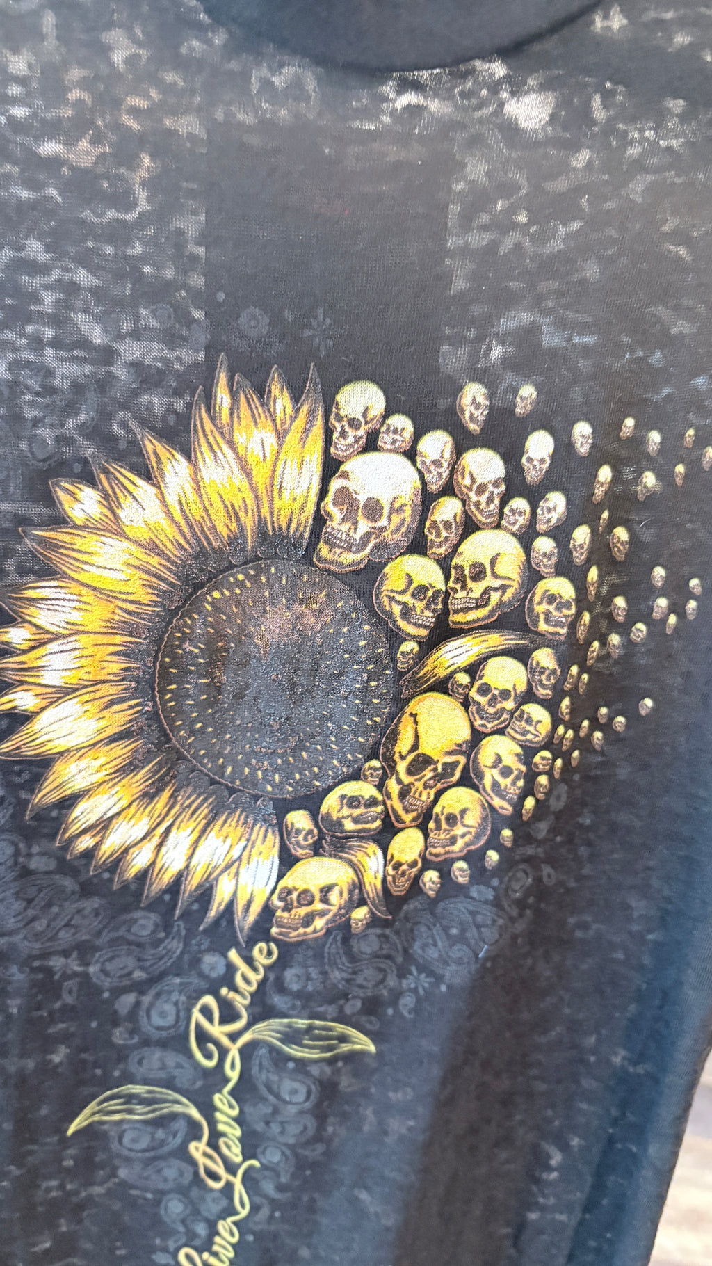 T-shirt - Ladies SS Burnout Sunflower - Black