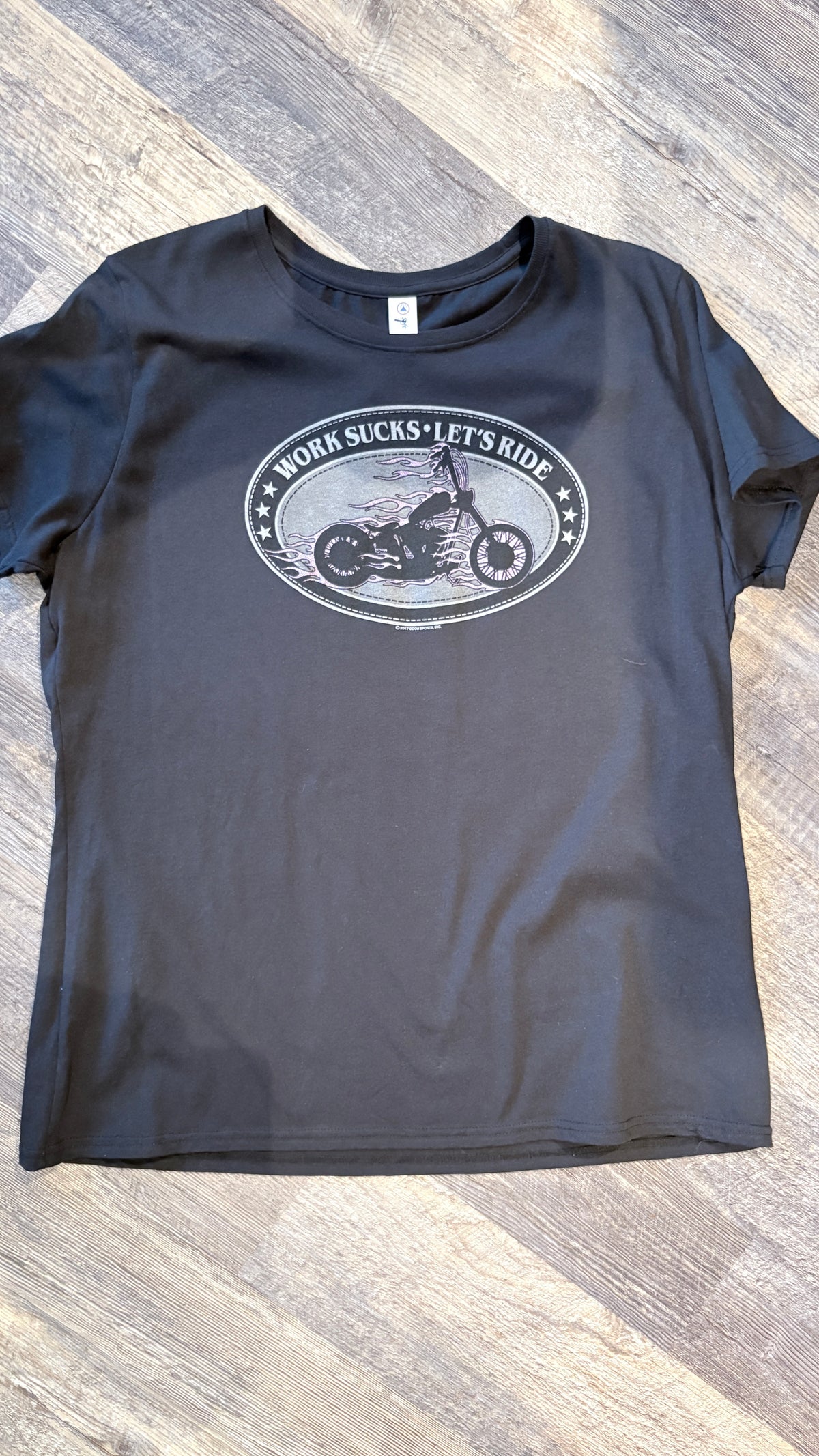 T-Shirt - Ladies SS Work Sucks-Let's Ride - Black
