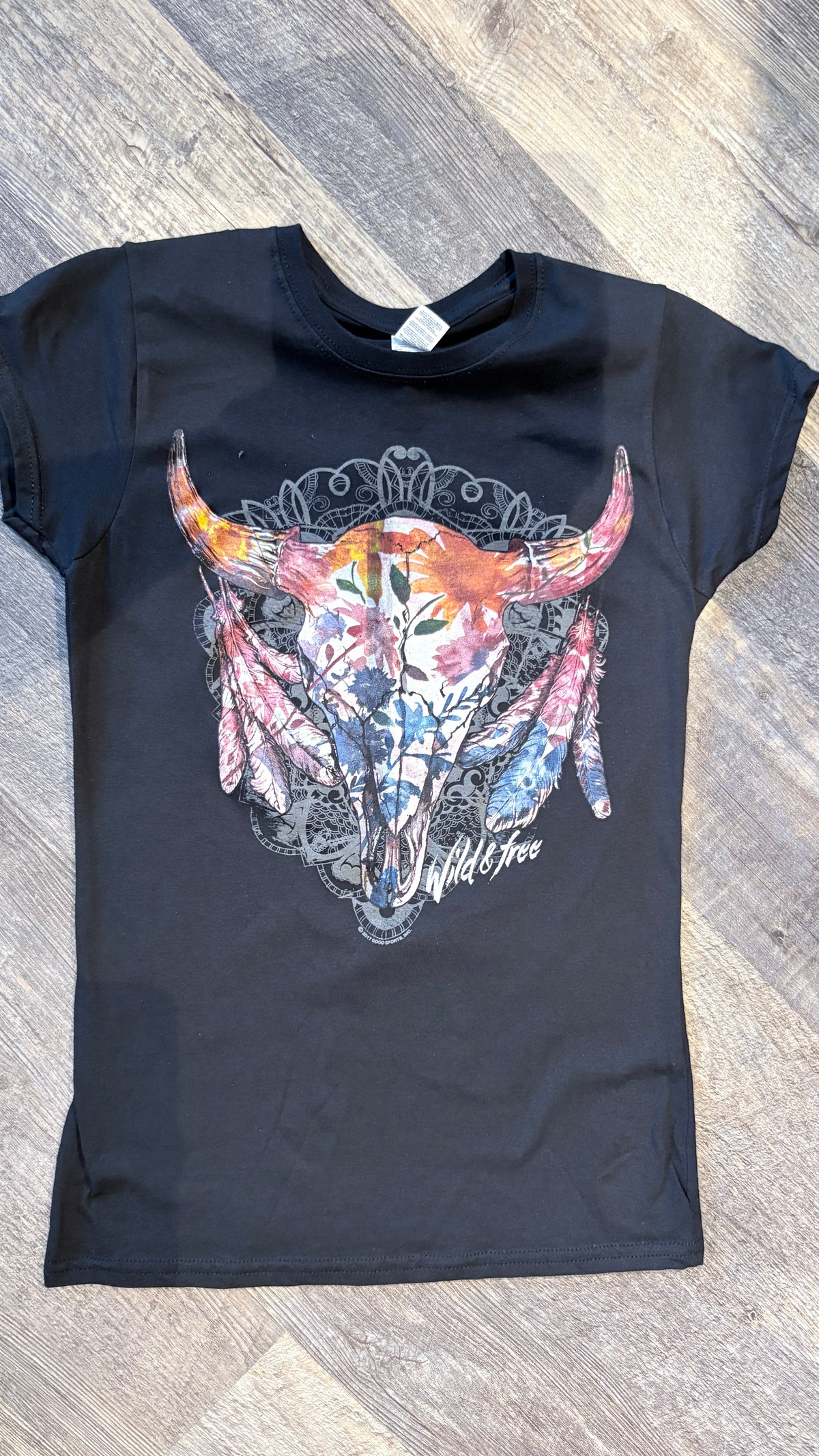 T-Shirt - Ladies SS Wildflowers Wild and Free - Black