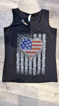 T-Shirt - Ladies TT Flag Heart Bling - Black