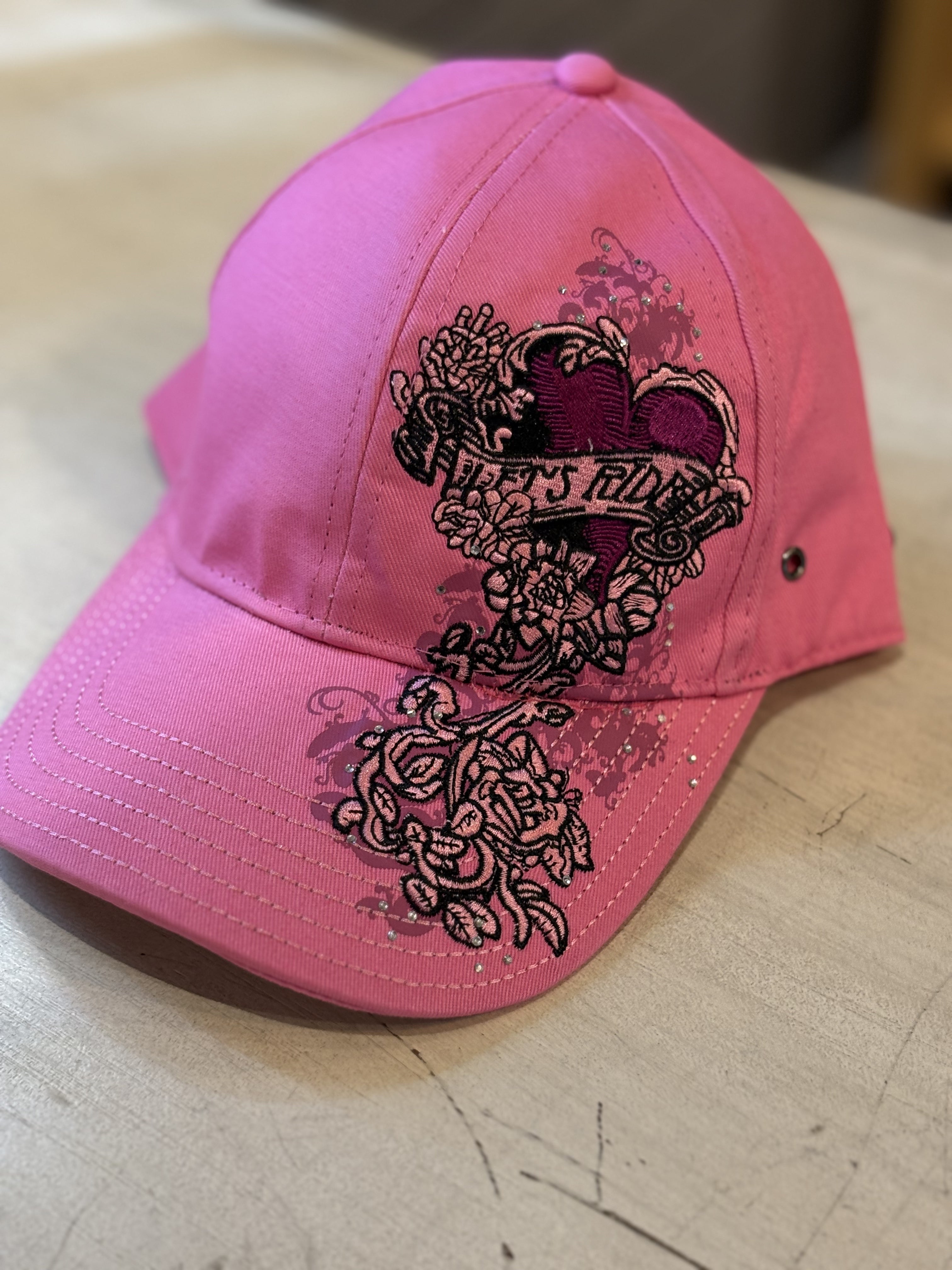 Ball Cap - Ladies Let's Ride Heart/Pink