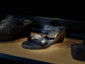 Sandals - Ladies Studded Double Strap Wedge - Black