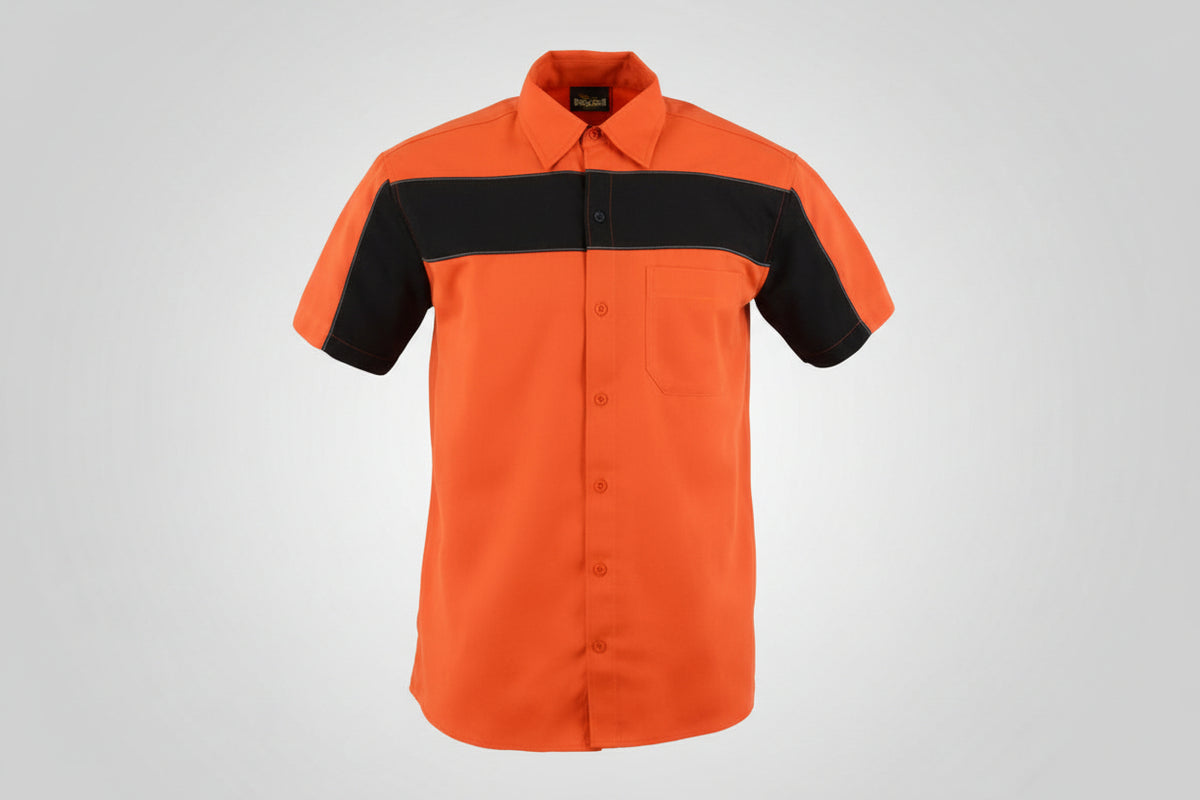 Shirt - Men's Mechanic SS With Pocket - Black/Orange