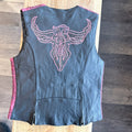 Vest - Ladies Studded Phoenix Leather Black/Fuchsia
