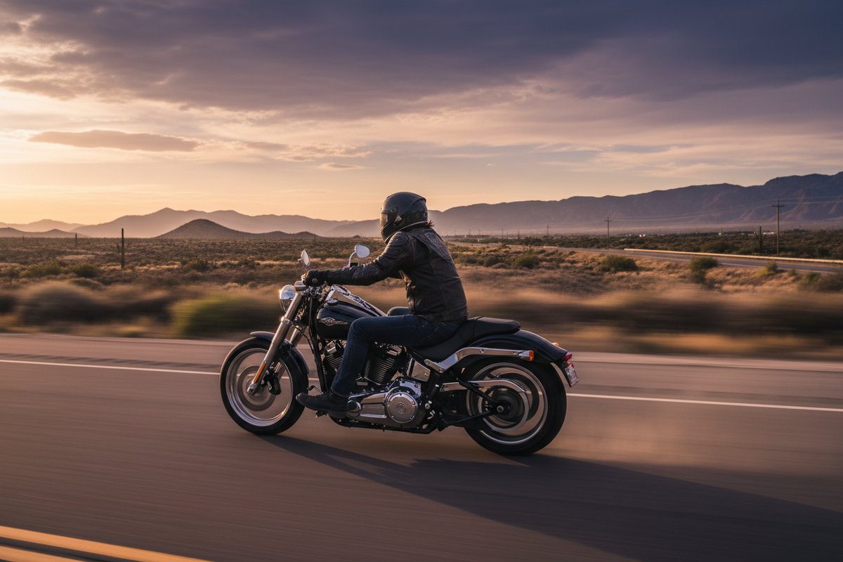 video of person riding Harley